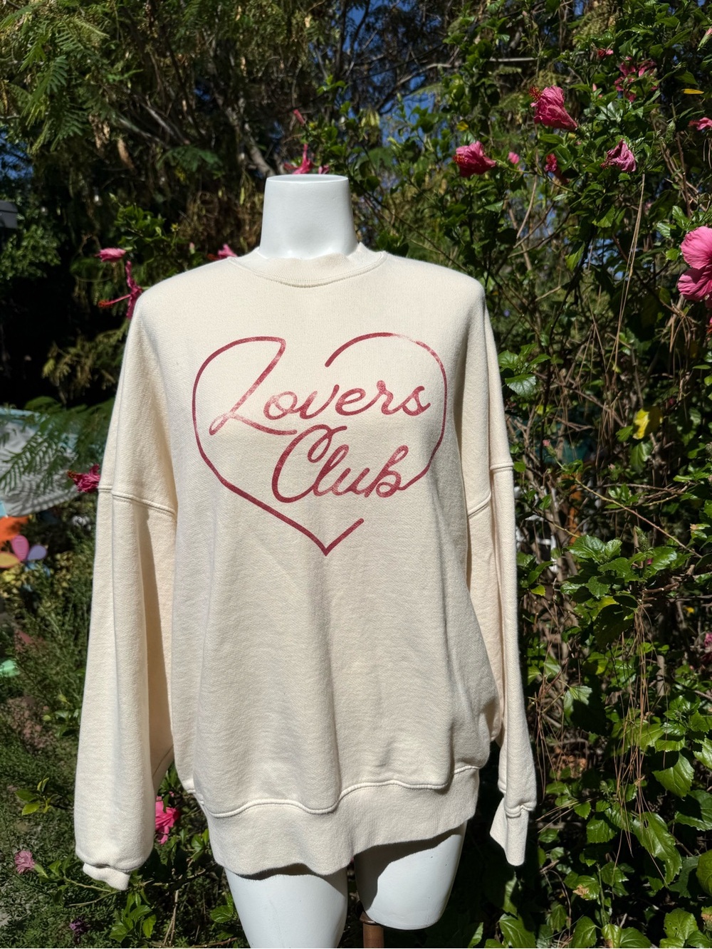 Spiritual Gangster Cream 'Lovers Club' Heart Graphic Sweatshirt